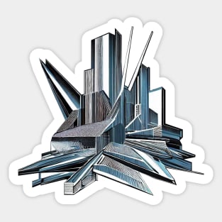 Modern Abstract | Architecture | Black, Blue, and White Sticker